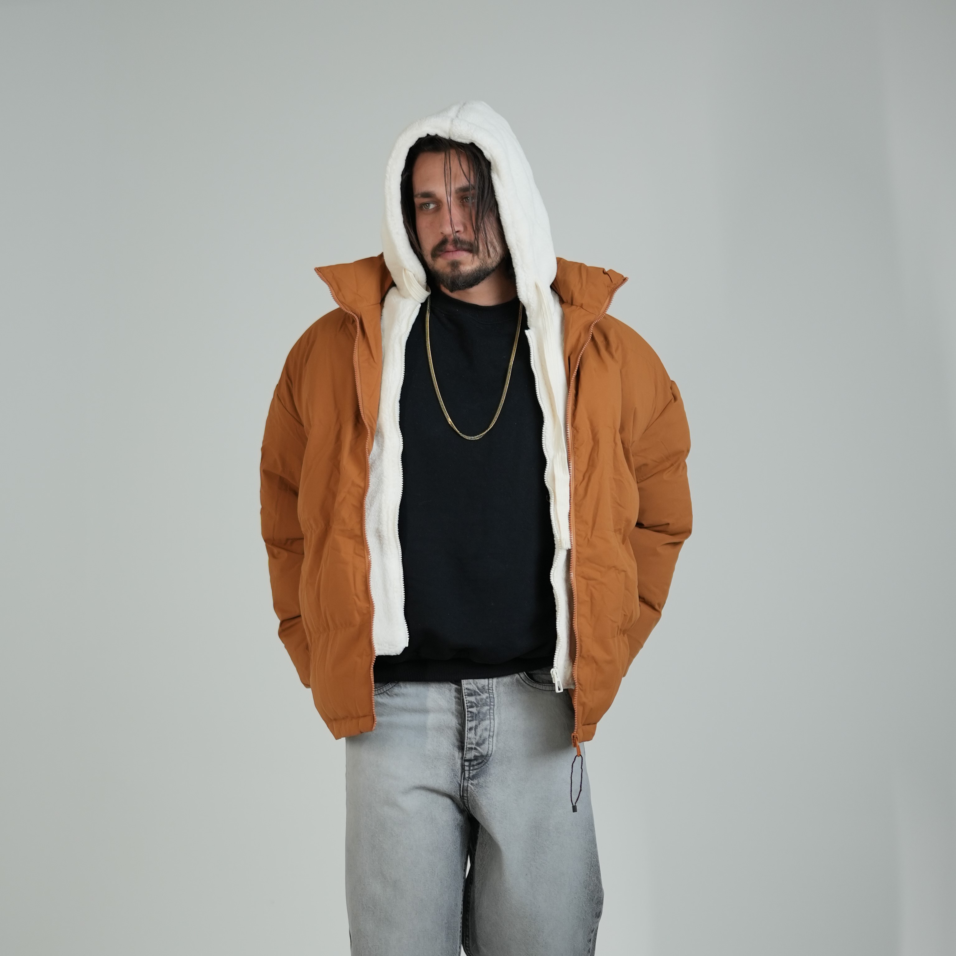 کاپشن هودی دار کلاه تدی  کد 1987