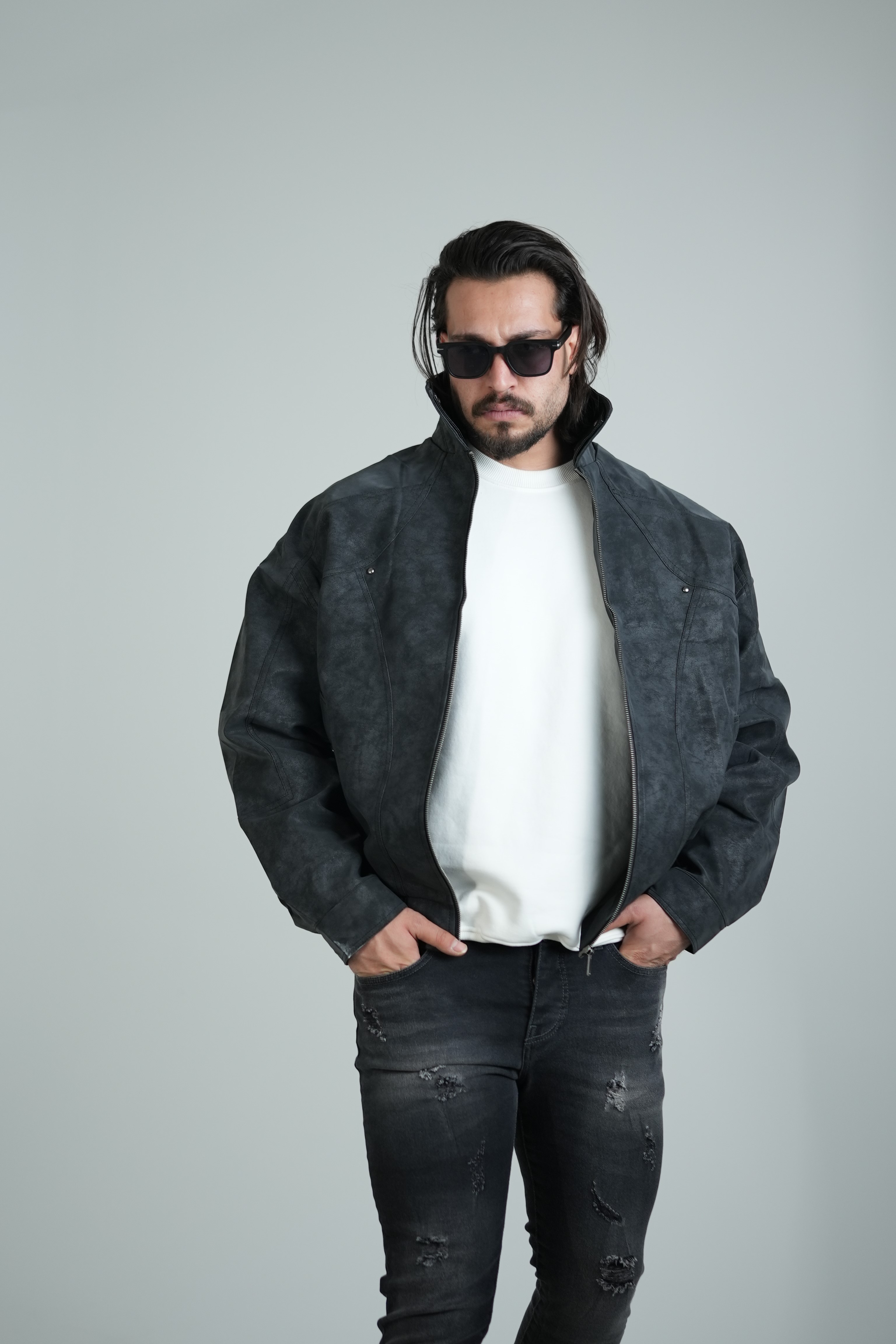 جکت چرم دو یقه