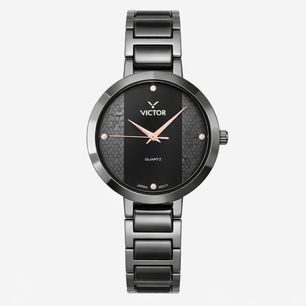 ساعت مچی ارجینال زنانه ویکتور VICTOR ژاپنی فول بلک